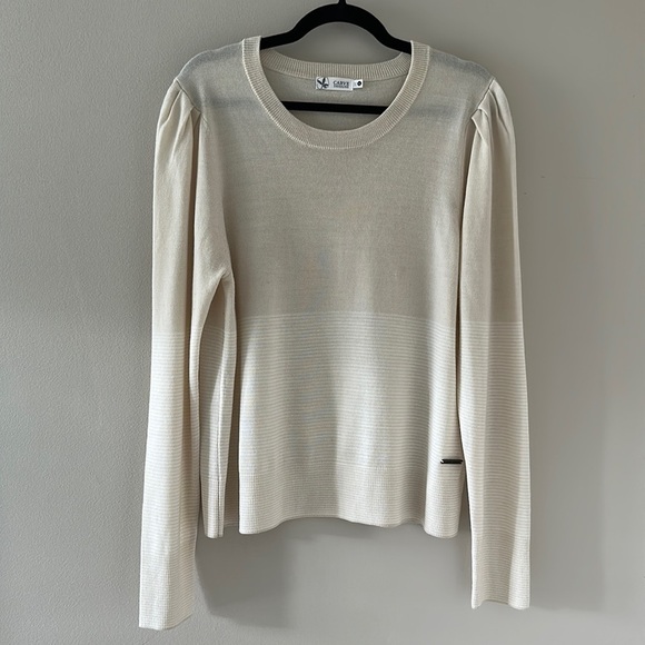 Carve Designs Womens Reese Sweater Birch Pinstripe XL Minimalist Coastal Neutral - Picture 1 of 8